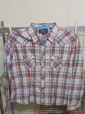 Rough Stock Women's Red Plaid Button-Down Shirt